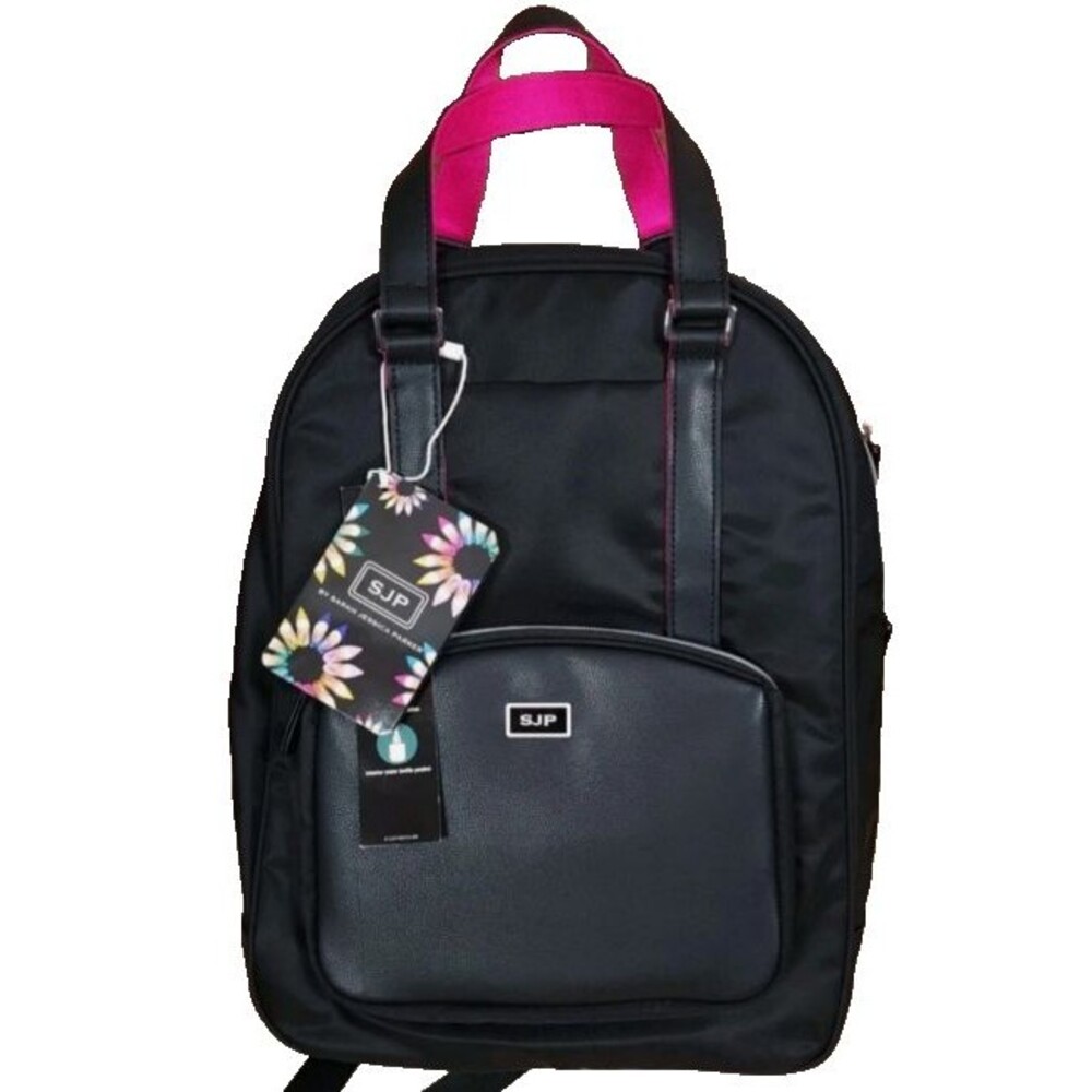 SJP Sarah Jessica Parker 16" RFID Convertible Laptop Backpack - Black/Candy Pink - Picture 6 of 12